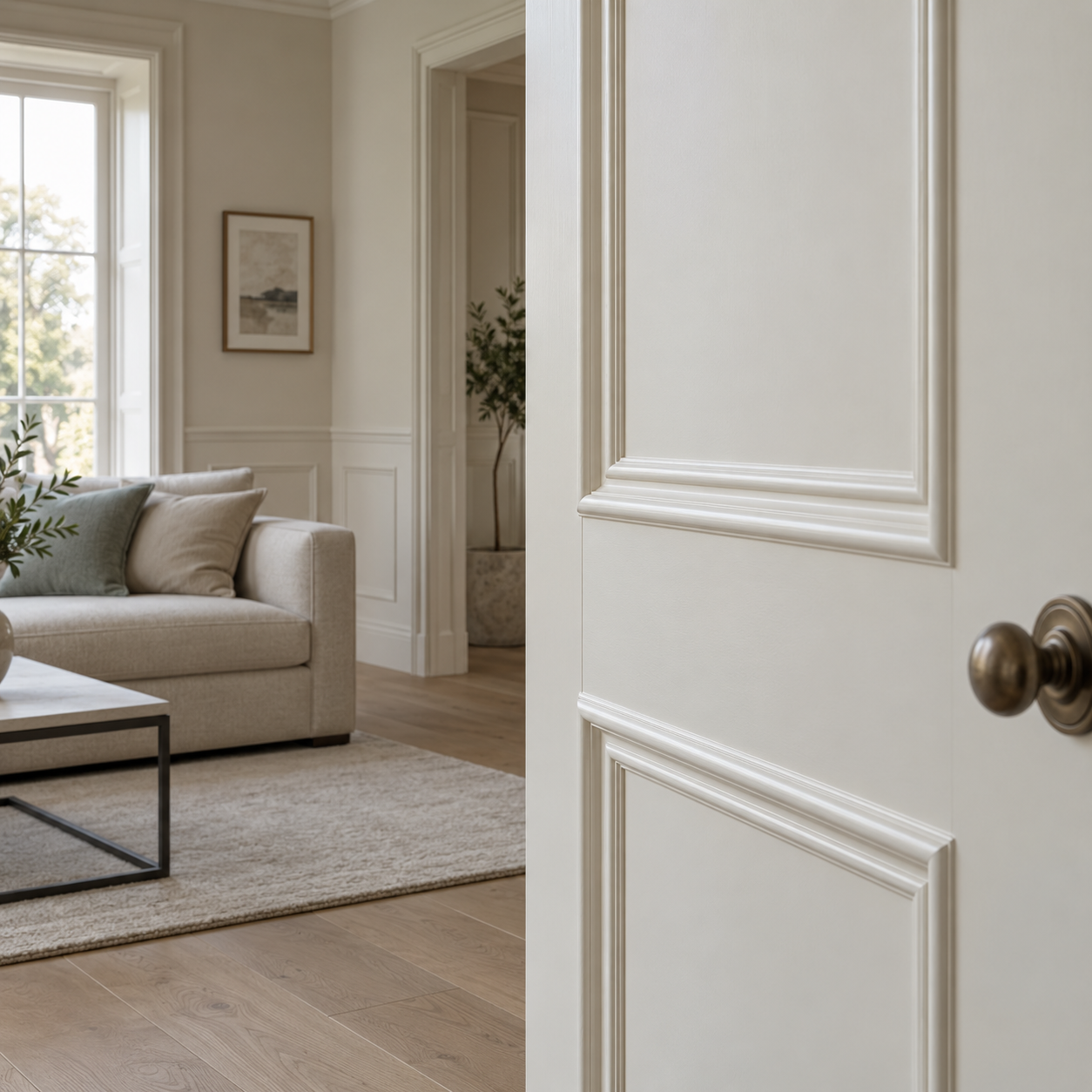 Astragal bead decorative moulding installed in a modern-classic home interior