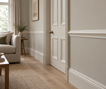 Dado rail installed in a modern-classic home interior