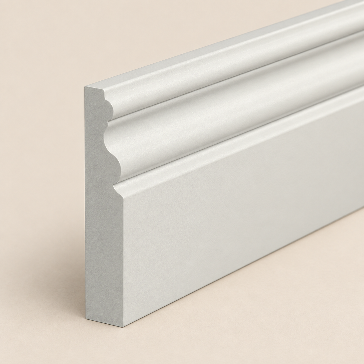 Victorian Skirting Board profile detail on a warm limestone background