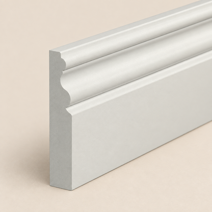 Victorian Skirting Board profile detail on a warm limestone background