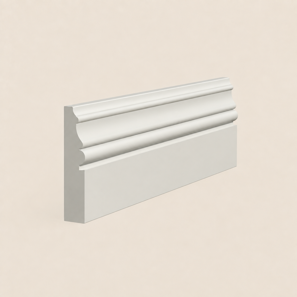 Bolection Architrave profile on a warm limestone background