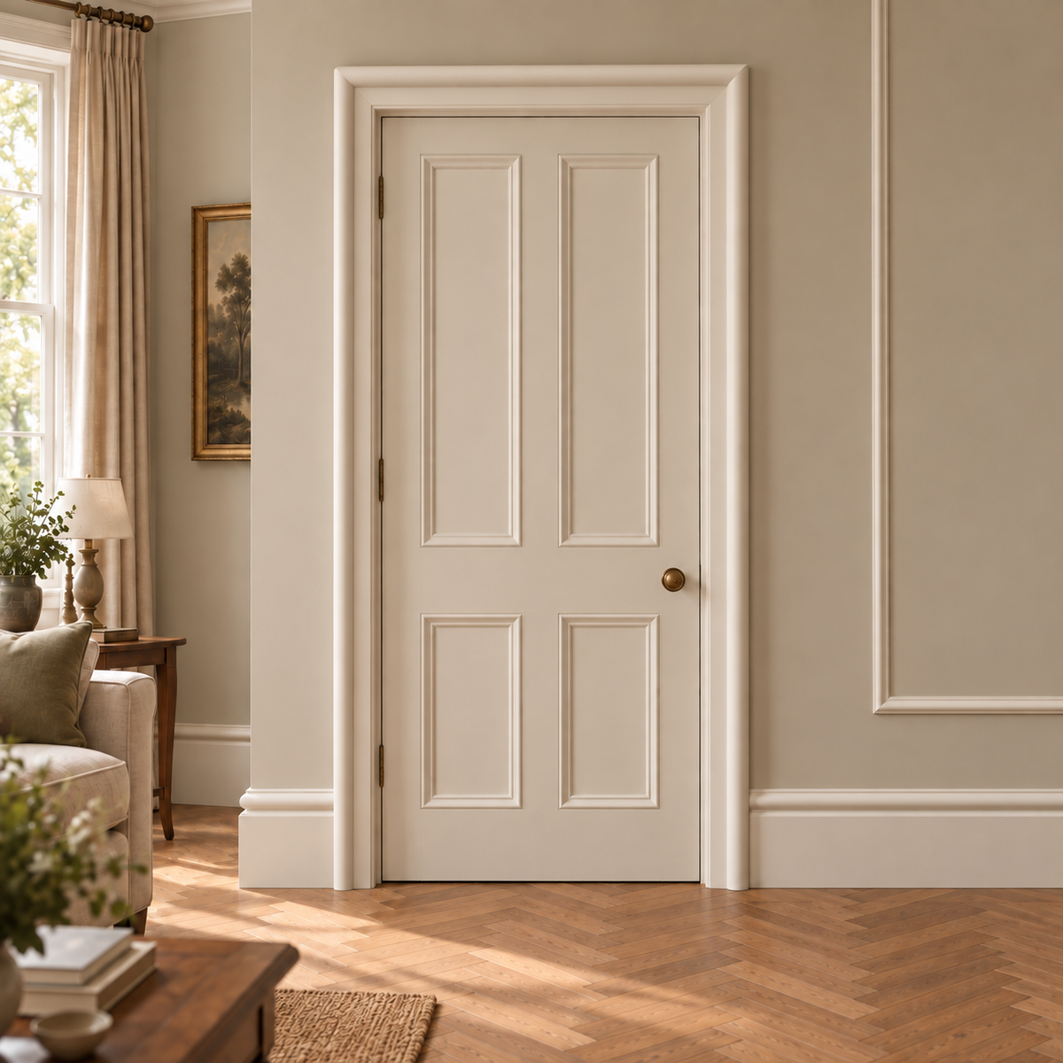 Illustrative painted Taurus Architrave installation in the Limestone and Oak home