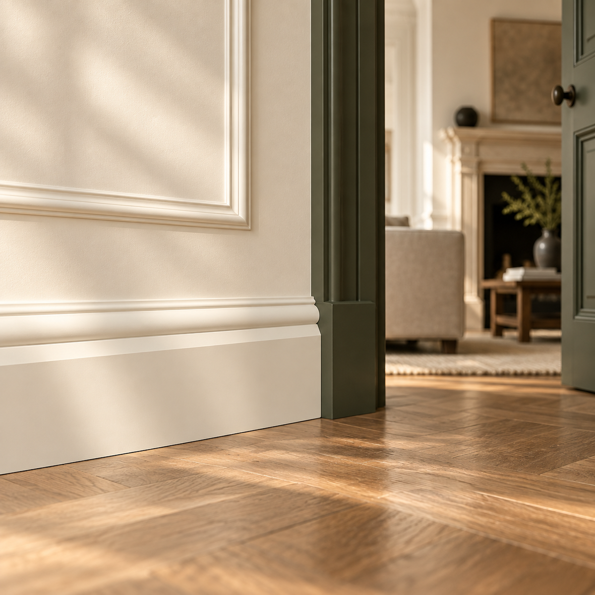 Interior visualisation of taurus skirting board in the Limestone and Oak house