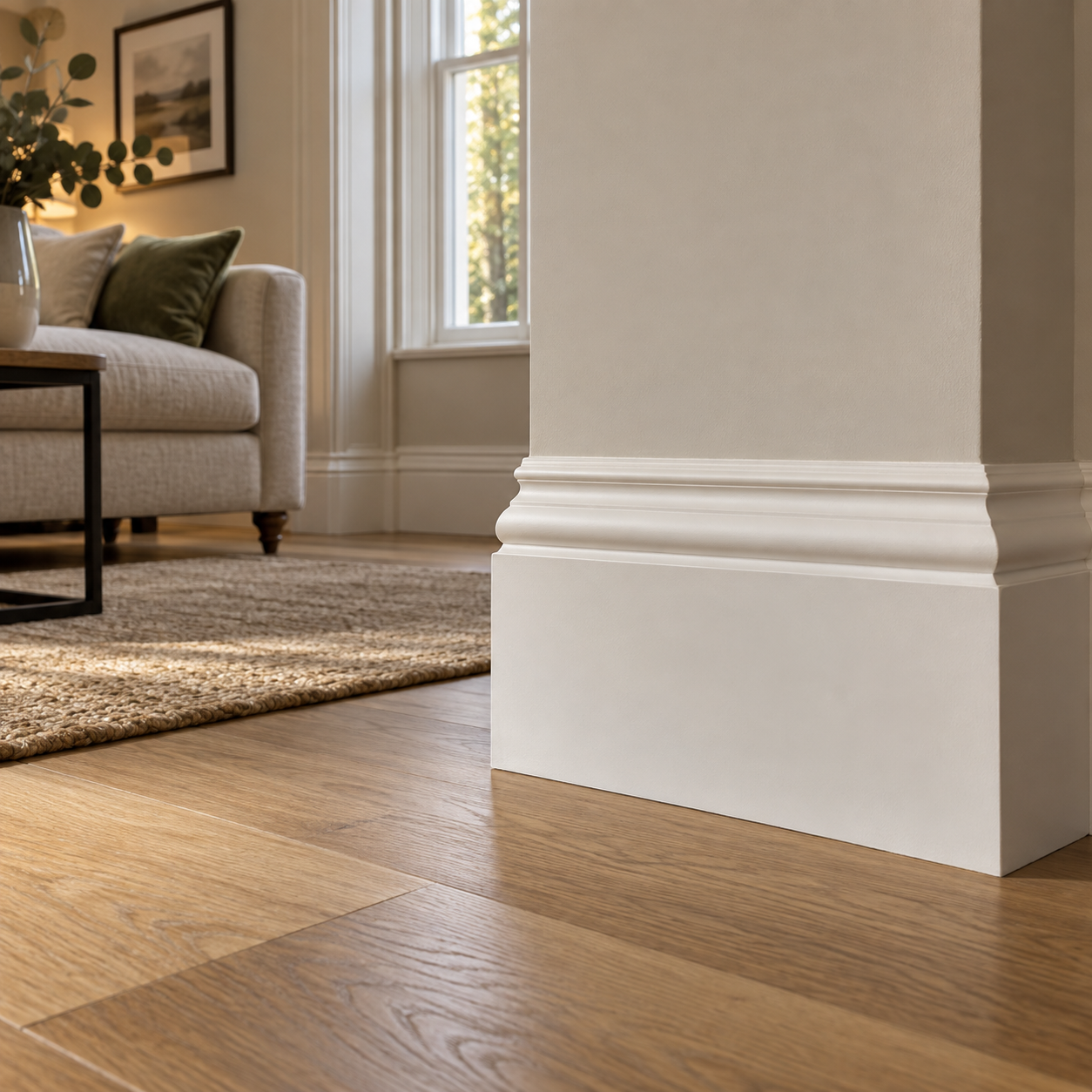 Victorian skirting board installed in a modern-classic home interior